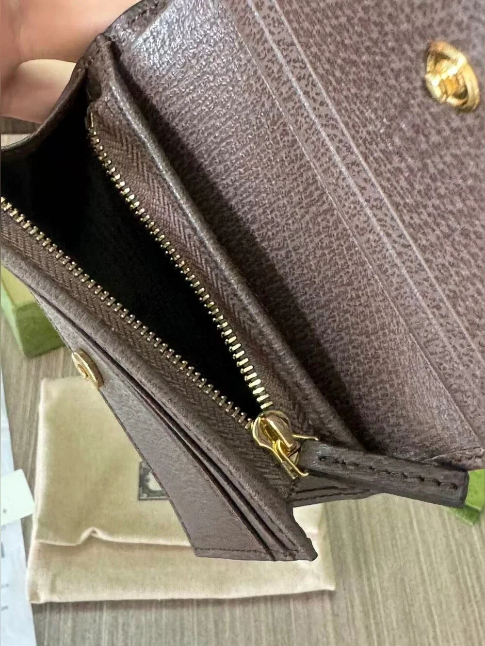Gucci GG Supreme Canvas Mini Wallet with Web Stripe